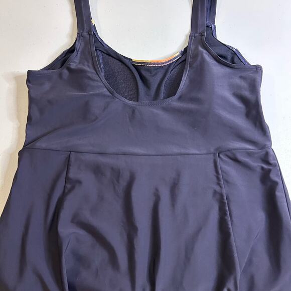 La Isla One Piece Built-In‎ Bra Swimsuit Deep Purple Floral Flowy Size 14 - Picture 7 of 12